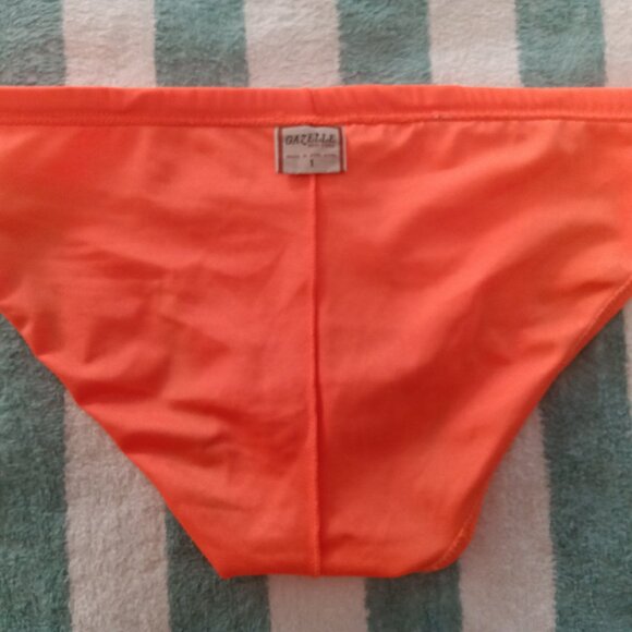 RARE VINTAGE NWOT GAZELLE SWIM BRIEF, ORANGE, SIZE "1" (Estimate 30" - 32") - Picture 6 of 7